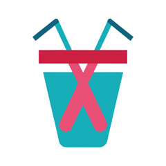 Colorful Drink with Straws and Ice Cubes beverage cocktail