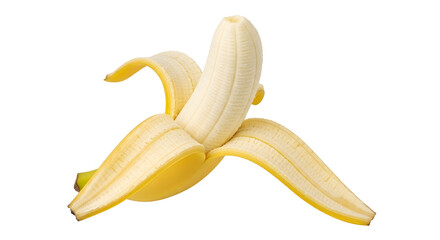 Peeled Yellow Banana Ready to Eat Isolated on White