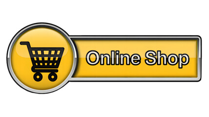 Online shop button with shopping cart icon, perfect for e-commerce websites and digital marketing promoting online sales and retail shopping experience