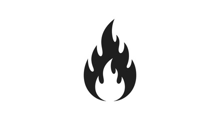 A striking black flame shape against a white background silhouette