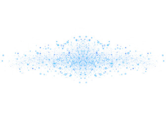 Abstract Blue Glowing Sparkling Confetti Center Light Particles PNG Decoration on Transparent Background