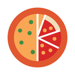 Obraz premium Flat Design Pizza Slices with Toppings food italian