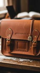 Brown Leather Messenger Bag.