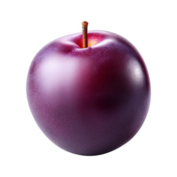 Juicy ripe purple plum with glossy skin cutout on transparent background, pulm, pulm png, fruit png, pulm fruit png