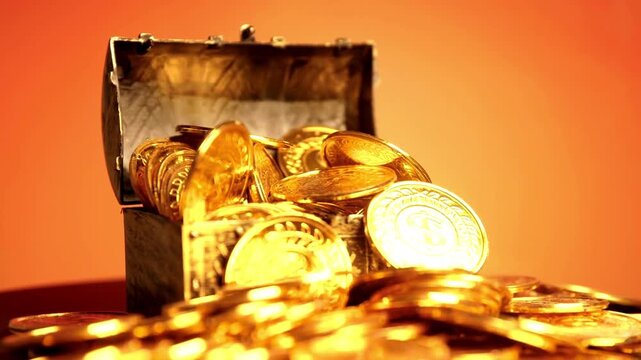 Collection of treasure one ounce gold coins background and business or finance saving money gambling savings precious fortune