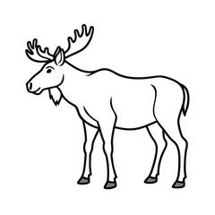 Line art illustration of a majestic moose with antlers standing in profile
