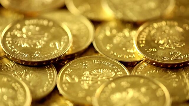 Gold Eagle one ounce coins being poured down onto a pile of other golden money suggesting immense wealth pension planning abstract background