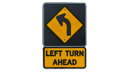 Prepare for a left turn ahead, highway safety sign alerting drivers, stay safe on the road, navigation, traffic sign, directional guidance, travel safety