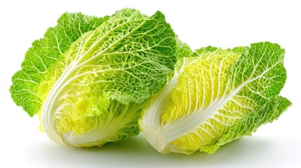 Fresh Napa Cabbage: Close-Up View of a Green Vegetable Isolated on White