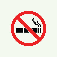 Clear no smoking sign with a cigarette crossed out in red circle indicating smoking prohibition