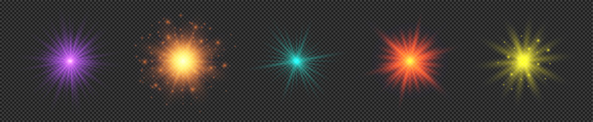 Set of light effects of lens flares