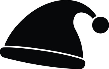 santa hat silhouette symbol, festive headwear vector