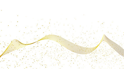 Luxury Golden Wave with Sparkling Glitter Particles – Elegant Abstract Design on Transparent Background