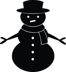 scarf snowman illustration, cold season icon 
