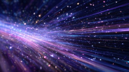 Fototapeta premium Cosmic Motion: Free-Form Abstract Background with Speedy Light Trails in a Geometric Science Fiction Theme