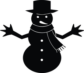 snowman silhouette symbol, festive holiday vector