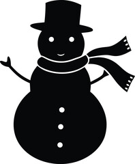 snowman with scarf vector illustration, winter icon