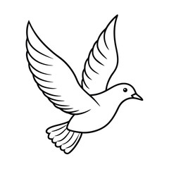 Simple line drawing of a dove in flight with wings spread wide