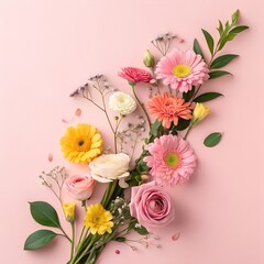 Obraz premium bouquet of flowers on a wooden background