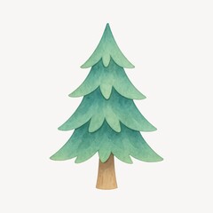Fototapeta premium Whimsical watercolor evergreen tree illustration.