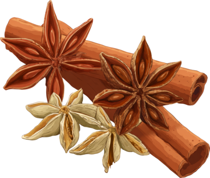Aromatic star anise and cinnamon stick spice for warm winter cooking - Powered by Adobe