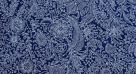 Indigo hand-drawn batik fabric, full-frame macro, soft daylight, cultural textile photography for artisanal branding