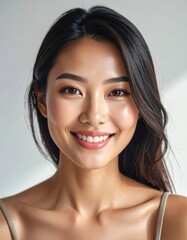 Naklejka premium close up portrait of beautiful asian woman smiling