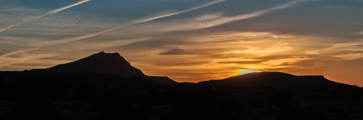 Sainte Victoire mountain in the light of an autumn morning