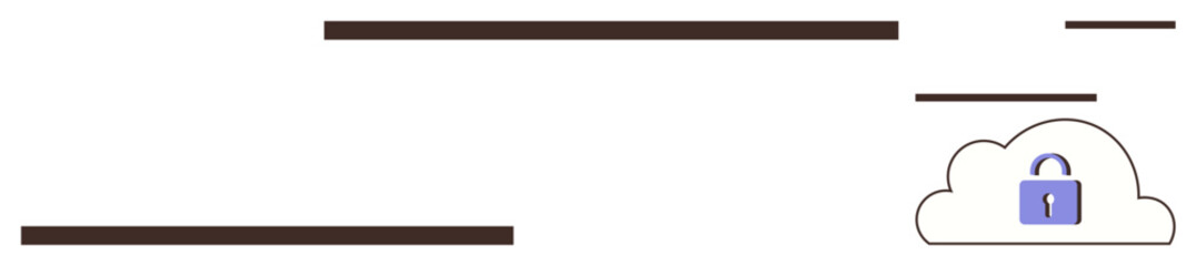 Obraz premium Locked cloud representing data protection, overlaid with graphic lines. Ideal for security, technology, privacy, cloud storage, network, data management digital protection. Simple flat metaphor