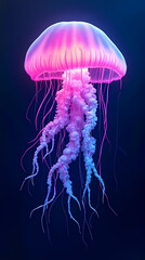 Abstract Neon Jellyfish Underwater Glow