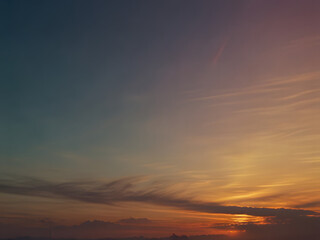 Fototapeta premium Fog haze effect in sunset sky