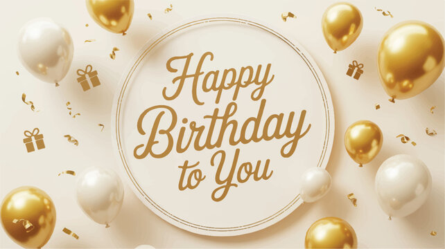 A luxurious birthday greeting card design with a large white circular frame containing gold text Happy Birthday To You in elegant cursive script.  (2)_traced
