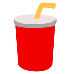 A red cup with a straw in it