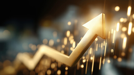 Golden Arrow Symbolizing Rising Gold Prices and Market Growth with Financial Investment and Economic Success Indicators