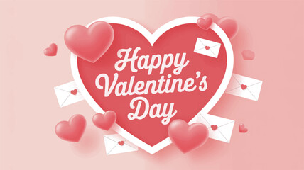 A Valentine's Day greeting card design with a large white heart-shaped frame containing the text HAPPY Valentine's Day in white cursive font.  (2)_traced