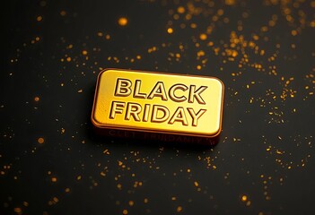 Luxury gold bar on black friday sale background, metal, offer