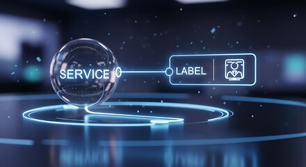 Digital Service Labeling with Icon of Person on Monitor