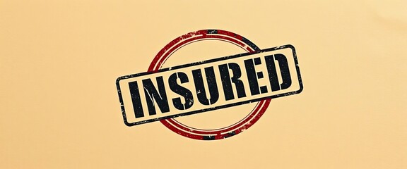 Distressed grunge stamp with "INSURED" imprint on textured paper, texture, grunge