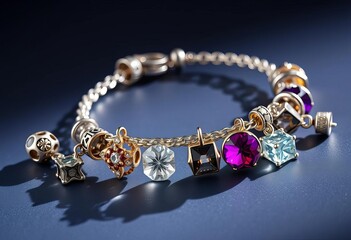 Elegant silver bracelet with interchangeable charm templates,   stylish,  template bracelet