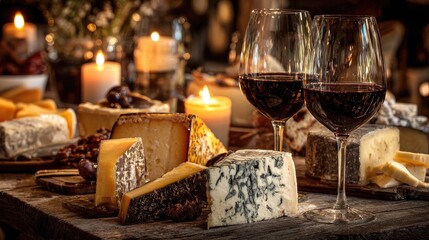 A rich cheese and wine tasting