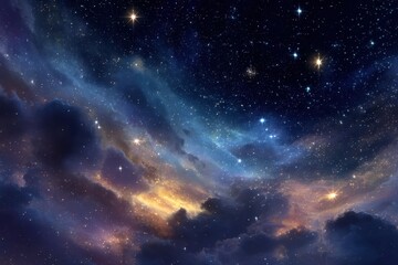 Vibrant Nightscape: A Cosmic Sky Filled with Stars and Swirling Colors