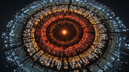 Futuristic digital circular data visualization design