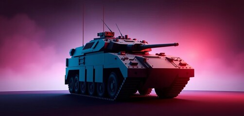 Low-polygonal silhouette of a heavily armored military vehicle, military, black