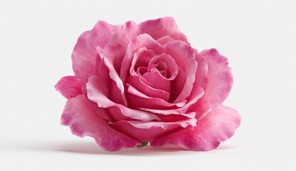 Single pink rose, close-up,  soft focus.  A vibrant pink rose,  with delicate petals,  is centered against a plain white background.  The rose's form is clearly visible