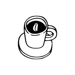 coffee cup doodle icon with bean design