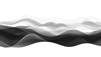 Abstract grayscale landscape of layered, wavy ridges