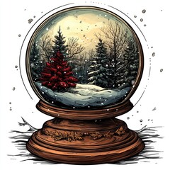 Winter Snow Globe Illustration