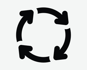 Four Arrow Circle Cycle Rotation Icon Arrowhead Point Pointer Rotate Spin Spinning Loop Process Round Around Circles Sign Symbol