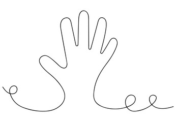 Continuous Line Drawing of Hand — Minimalist Gesture Symbol for Human Connection, Identity, and Creative Expression UI