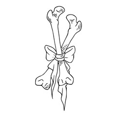 crossed bones with ribbon bow: gothic Halloween illustration